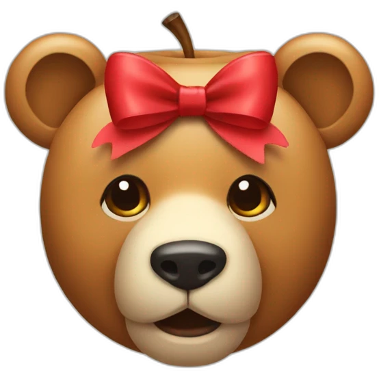 Apple bear emoji with bow on head emoji