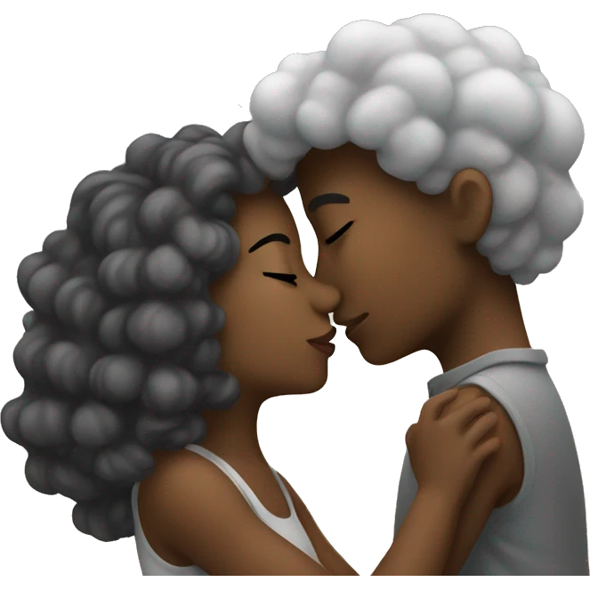 kissing under cloudy sky emoji