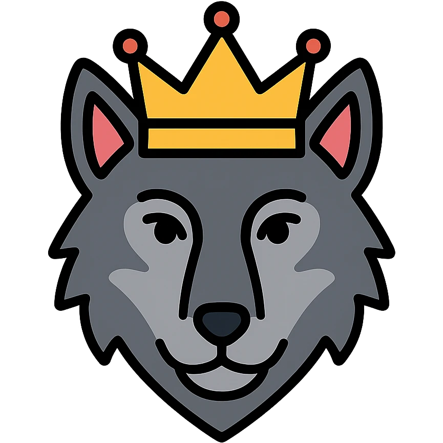 color outline icon of a wolf with a crown emoji
