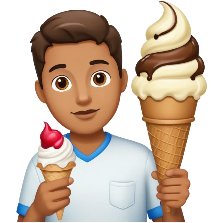 A guy holding two ice cream comes  emoji