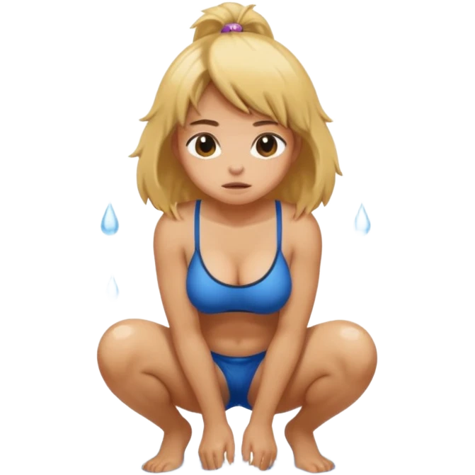 Naked Woman squatting and pissing showing hairy pussy emoji
