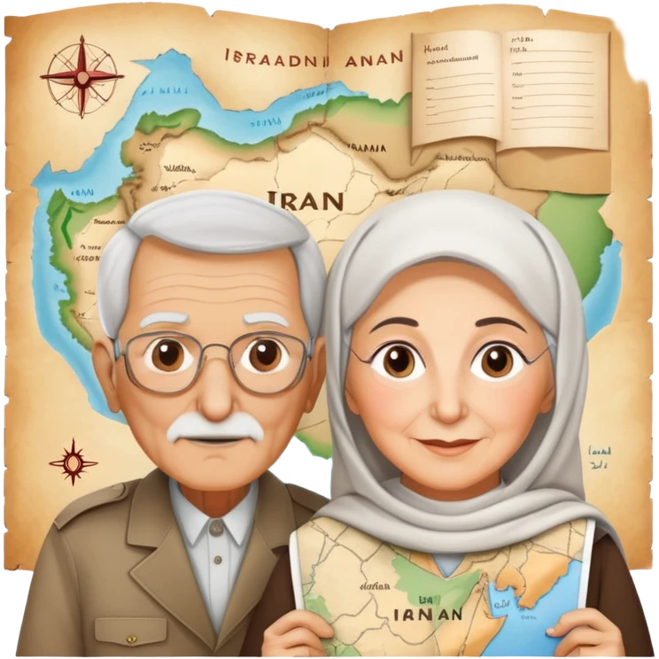 An image of an elderly man and woman
with a map of Iran in the background
with the following written below the map: @salmand_ir emoji