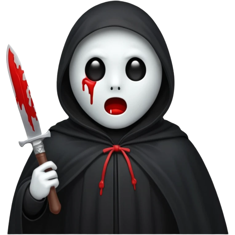 make a ghost face emoji with a cloak on and a bloody knife from the movie scream emoji