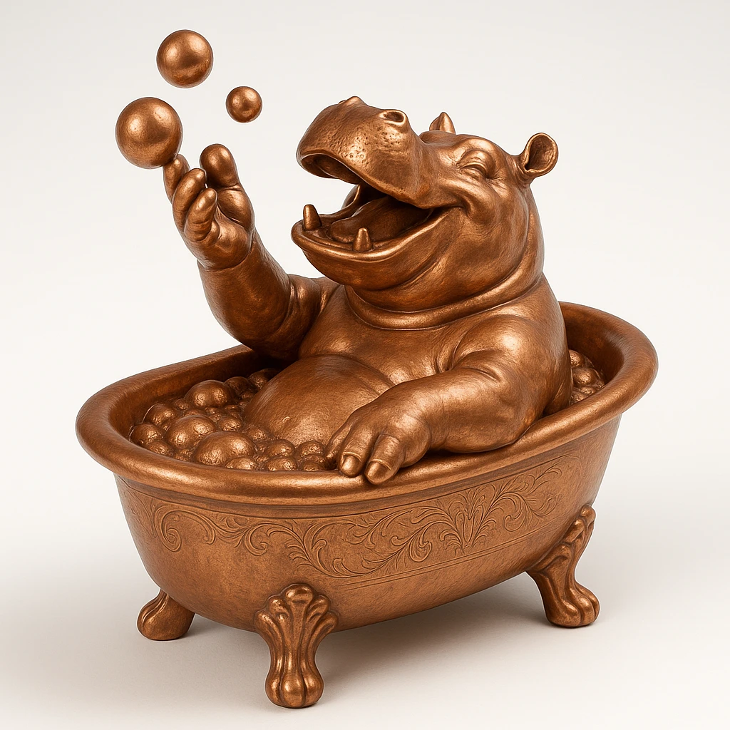 happy hippo with bubbles in bathtub emoji