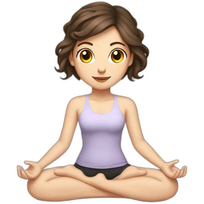 White girl brunette hair in Malasana yoga emoji