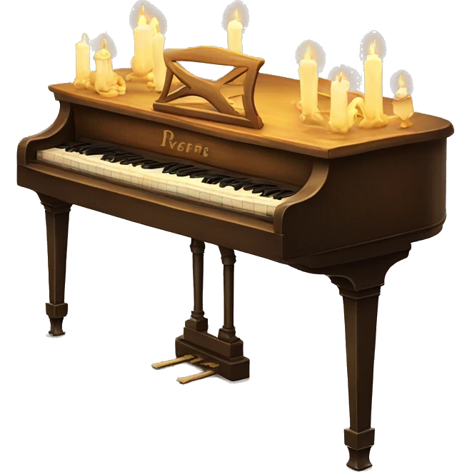 vintage piano with melted candles on top emoji