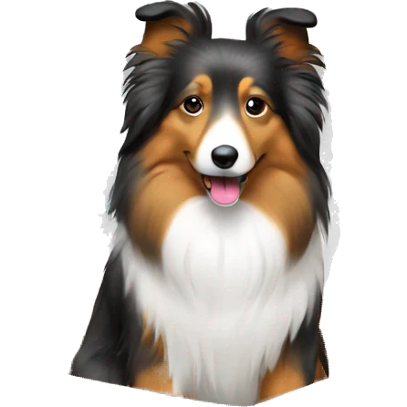 Shetland sheepdog sitting in box emoji