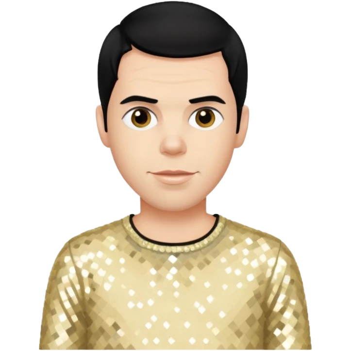 Steve O from Jackass with black hair, cream sequin outfit emoji