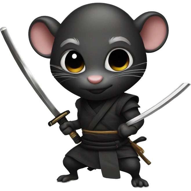 ninja black skin rat with katana emoji