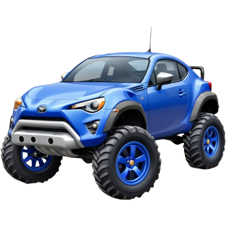 Silver Tractor wheels on monster glossy ultramarine body 2025 Toyota 86 off-road rally car  emoji