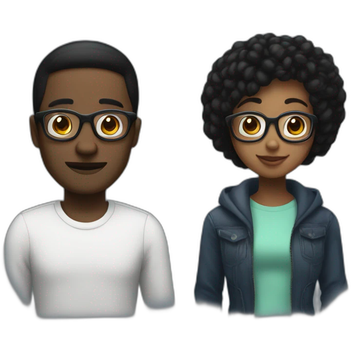 Random Black guys With glasses and having short Black haïr talking to girl Black wearing glasses With longs Black hair emoji
