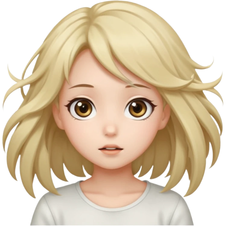 cute anime girl with blowing hair emoji