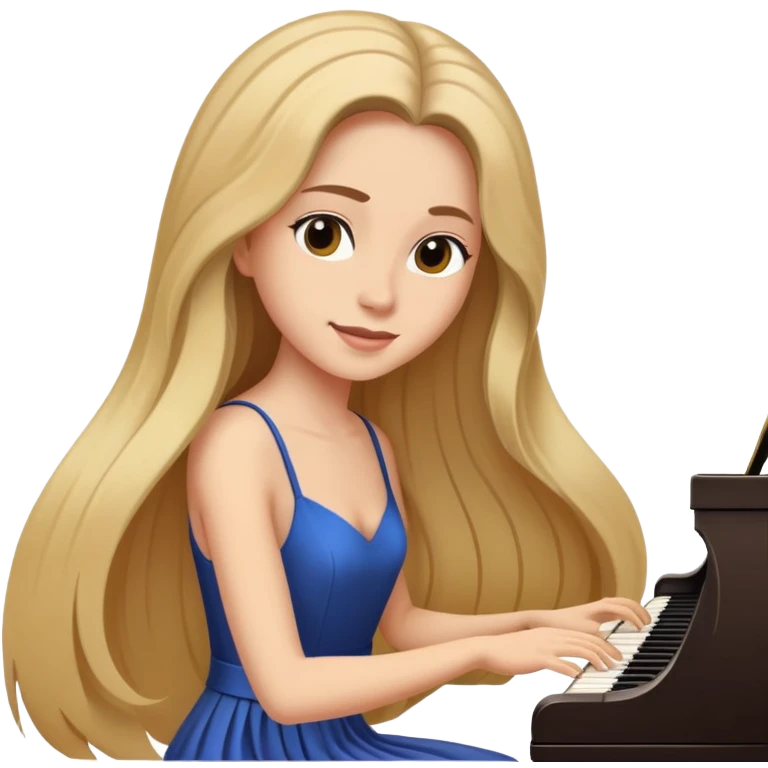 woman with very long flowing hair playing the piano emoji