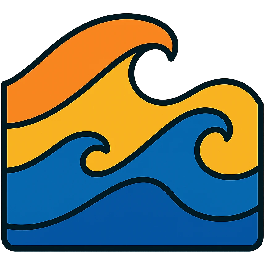 vibrant abstract wave pattern inspired by Taiwan east coast, bold colors, no cliche emoji