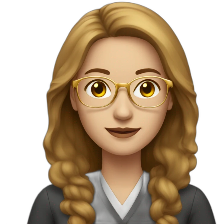 a woman medium long light brown hair with golden glasses teacher emoji