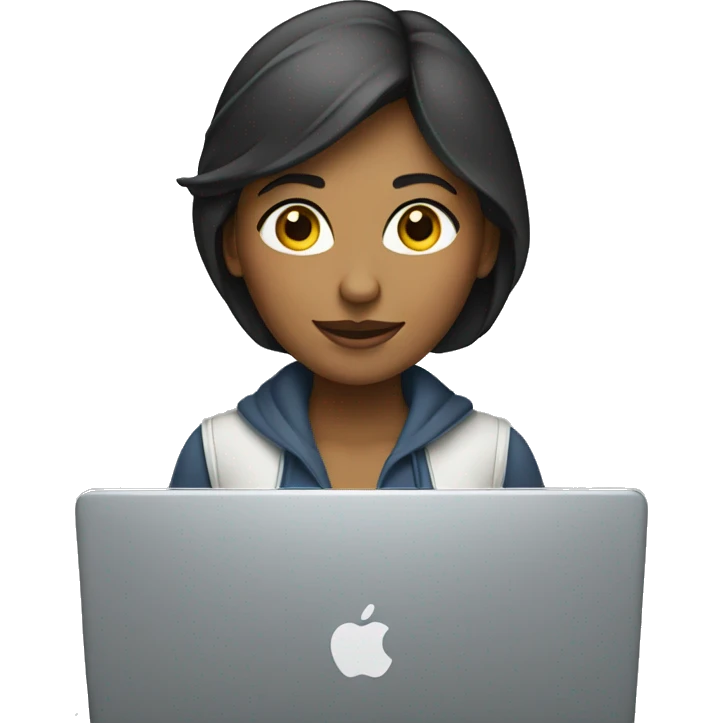 Mujer con laptop mac emoji