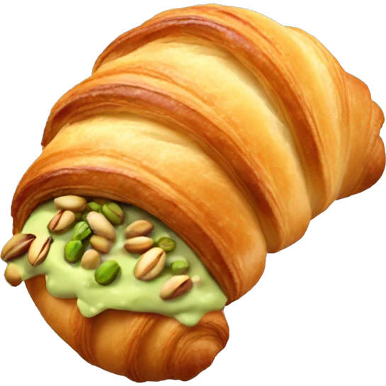 Realistic croissant with pistachios and pistachio filling  emoji