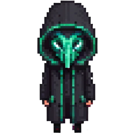 Squid Game Front Man with black geometric mask and black coat emoji