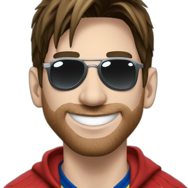 Messi with sunglasses, comic bubble saying "Que mirás bobo" emoji