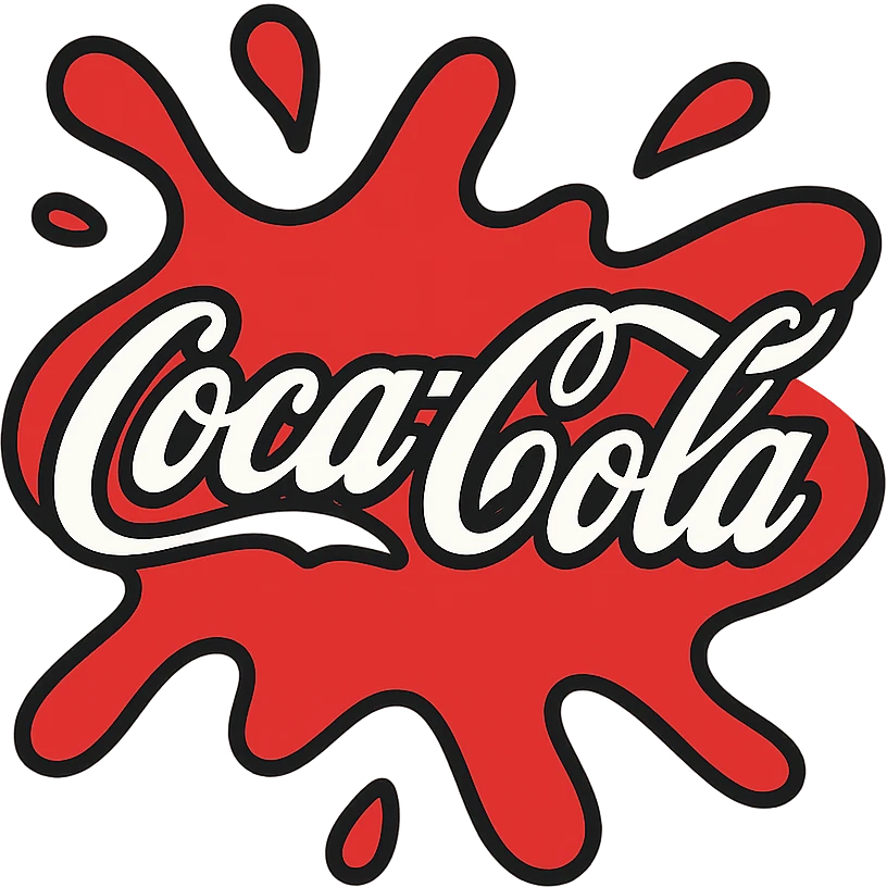dynamic Coca-Cola splash, red and white, energetic and fun emoji