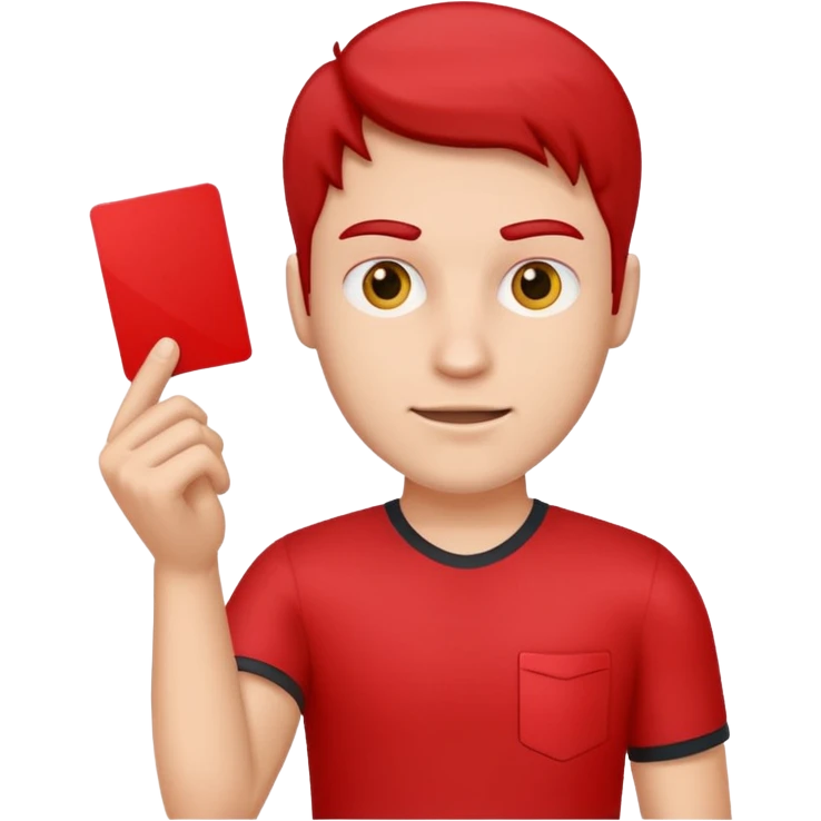 A man holds a red card in front of him emoji
