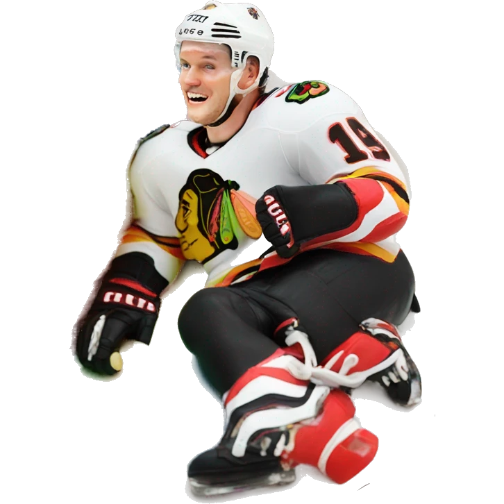 Jonathan Toews laying on a rainbow cake emoji
