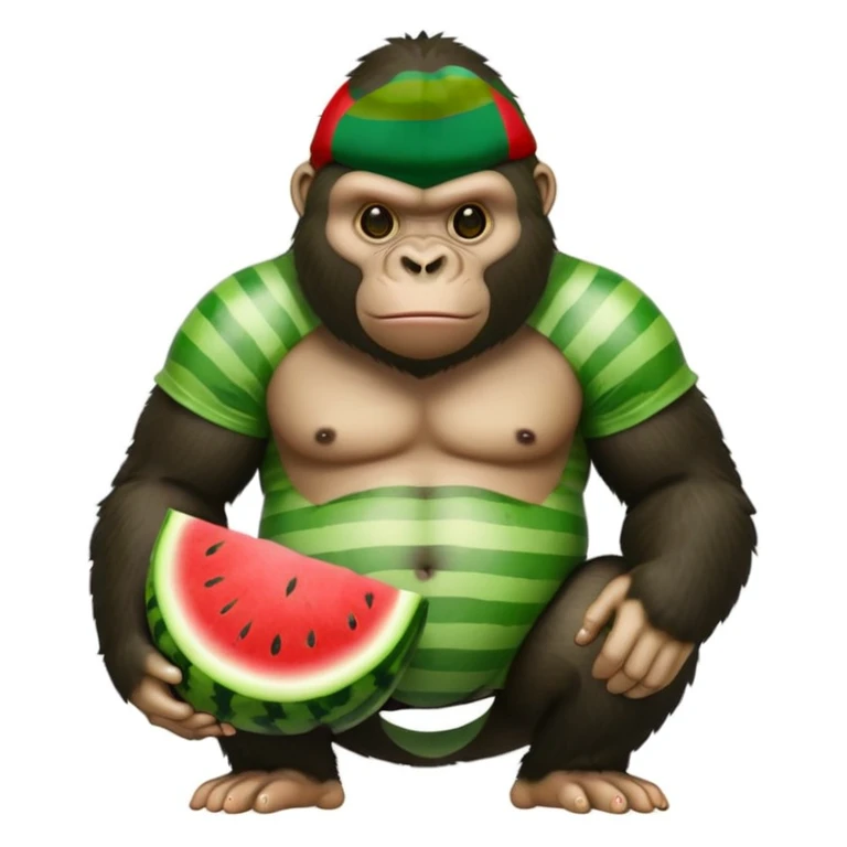 a gorrila with a watermelon body emoji