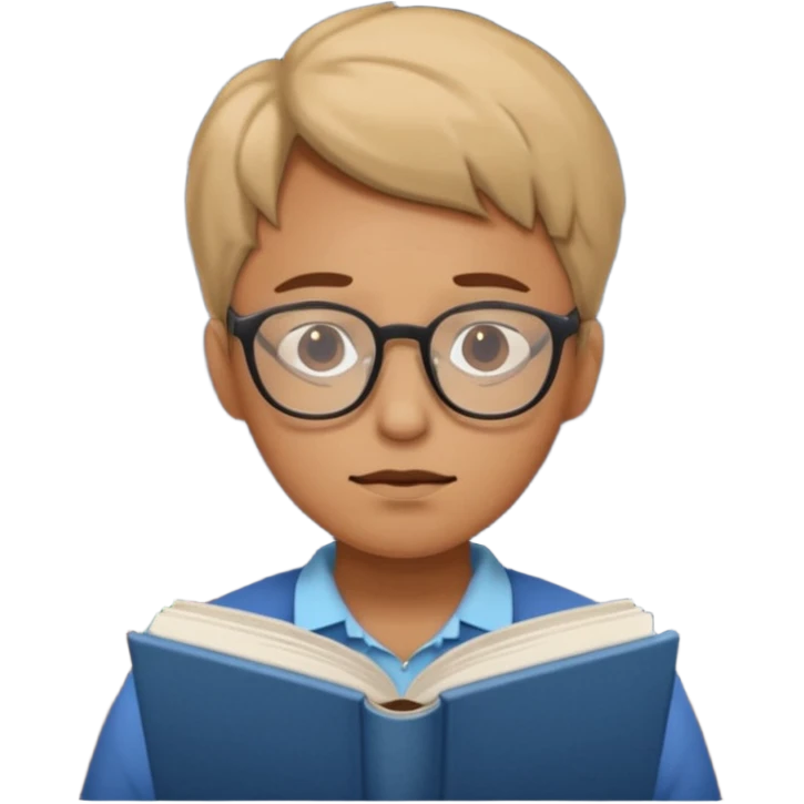 a tired person infront of a book learning in the middle of the night emoji