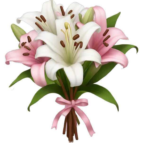 small White lilly bouquet made pink and brown emoji