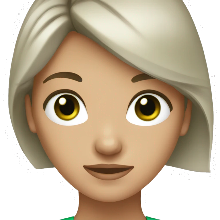 women brown hair and green eyes  emoji