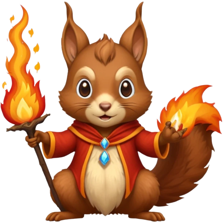 wizard squirrel summoning fire emoji