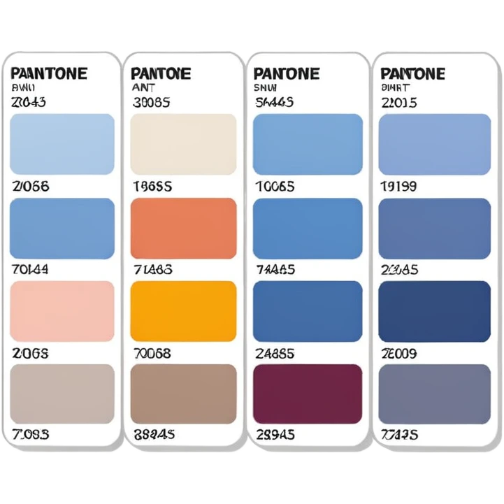 pantone paint swatches. there should be 3 or 4 cards of different colours, with different shades of that colour. emoji