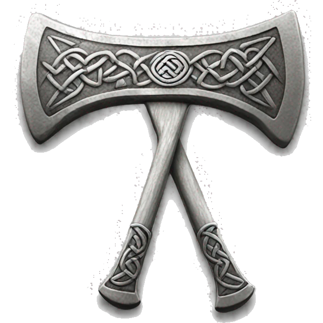 Ax with Celtic pattern on silver emoji