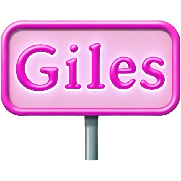 Pink neon sign with the word Giles emoji