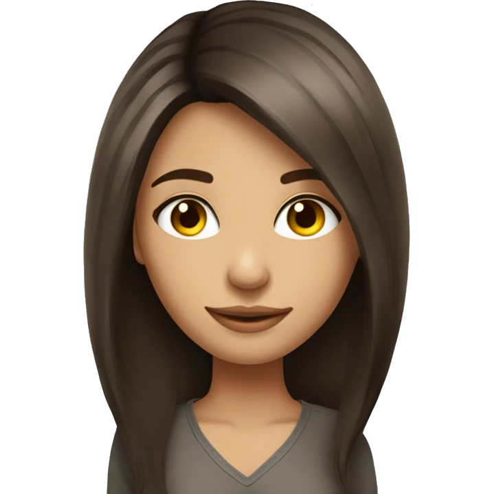 Beautiful brunette long layered hair cut girl pretty posed  emoji