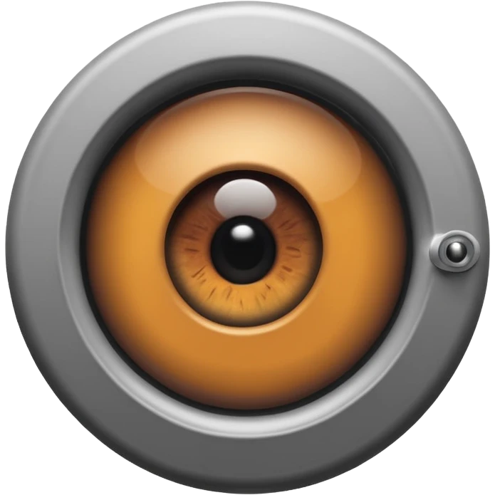 Minimalist emoji-style sticker of a peephole with a realistic eye looking out from inside. Black and gray tones, flat icon, centered eye.
 emoji