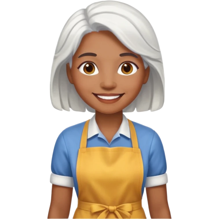 woman, brown skin, white hair, with apron emoji