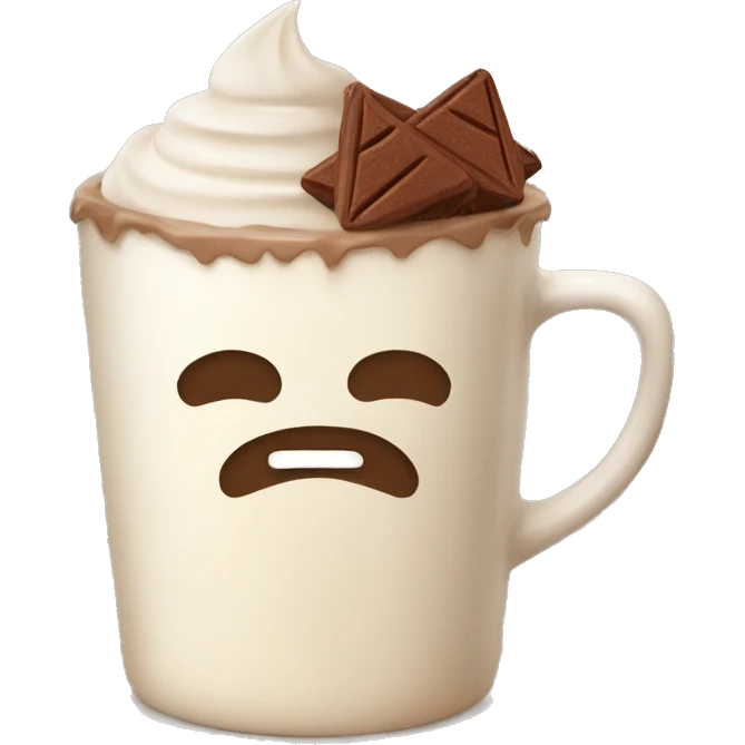 Cream glass with cocoa and mrshmellow, autumn emoji