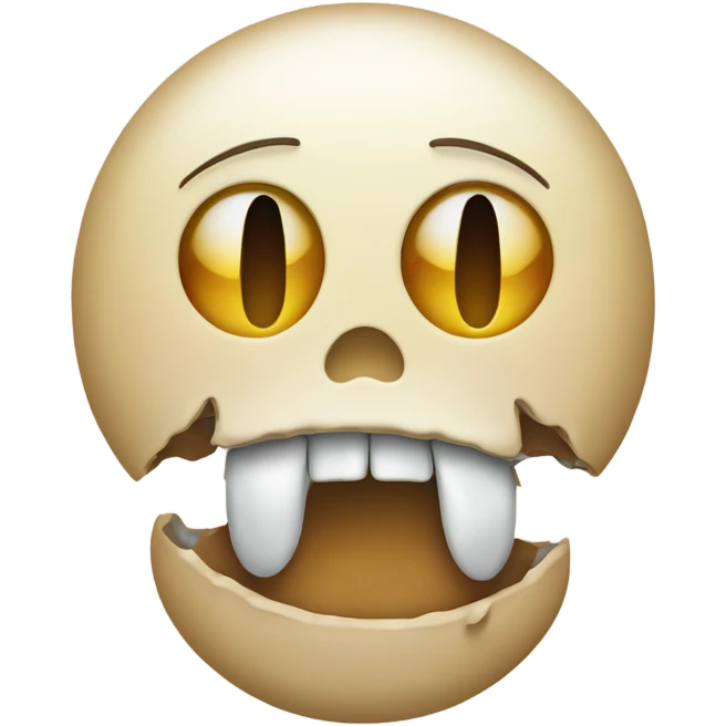 Unhappy emoji with half a bone sticking out of its mouth emoji