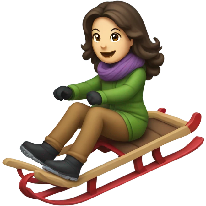 Brunette mom sledding emoji