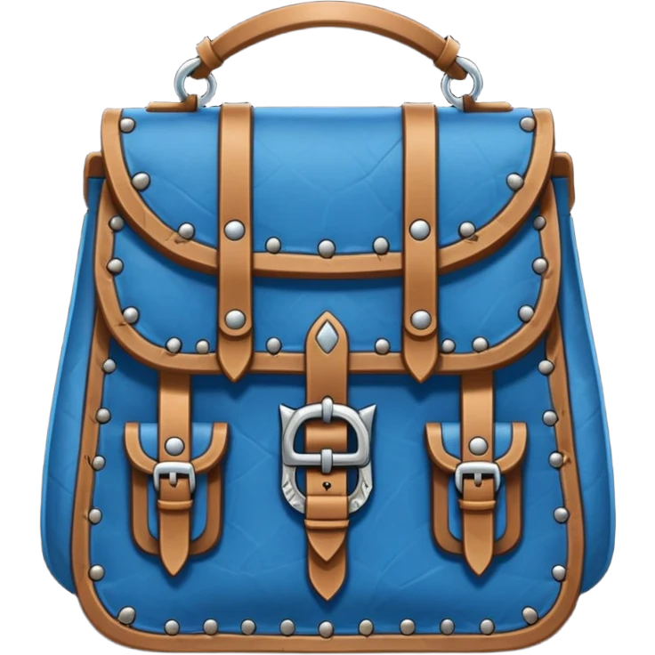 dnd item icon, medieval bag in blue, front view of bag emoji