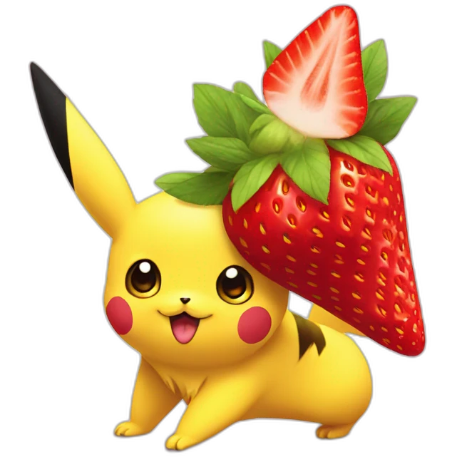 Pikachu with a strawberry hat emoji