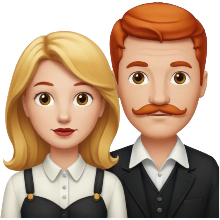 couple who are a blonde woman and redheaded mustached man emoji