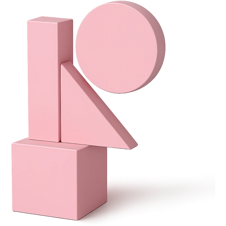 pink object, geometric and minimal emoji
