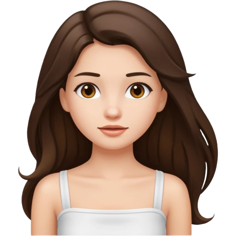 brunette girl with long hair and wear a white tube top emoji