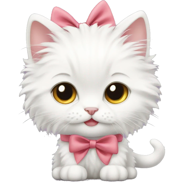 White fluffy kitten wearing a bow  emoji