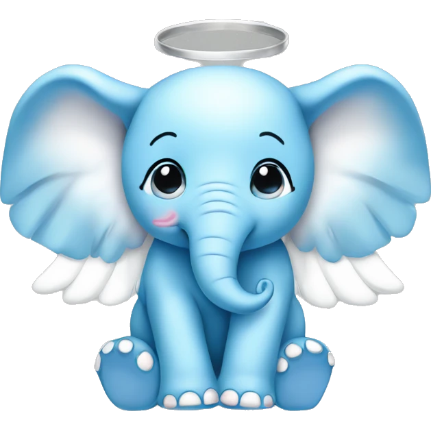 Baby blue baby elephant with big white angel wings  emoji