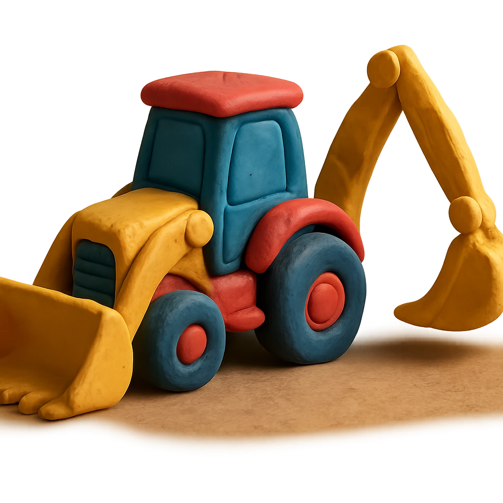 claymation style backhoe loader emoji