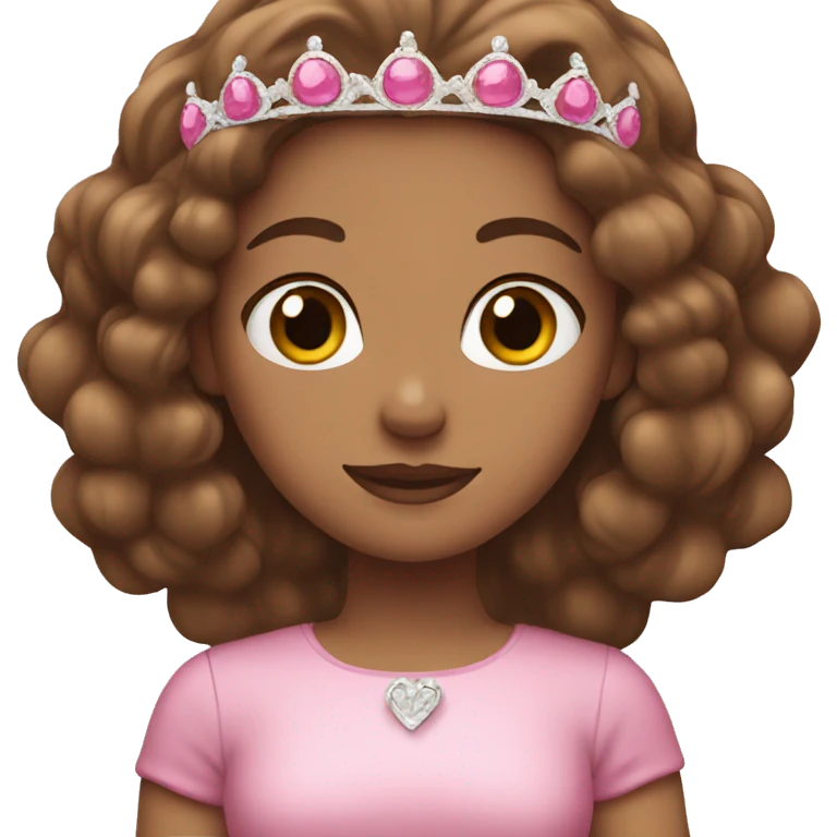 Girl with brown hair pink tiara emoji emoji