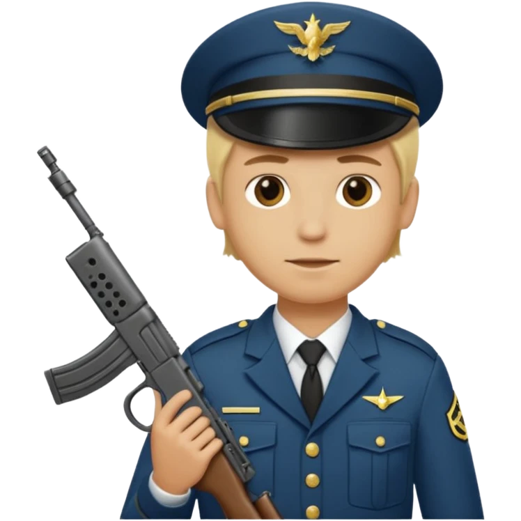 Blonde army man holding service weapon and wearing uniform  emoji